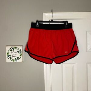 Champion DuoDry Lined Athletic Shorts Running Red Black Womens Large